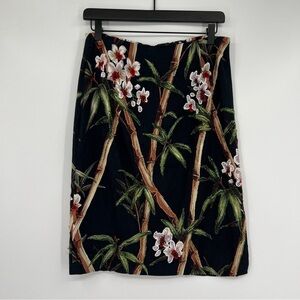 Ario skirt embellished black bamboo flower floral seed bead vintage retro small